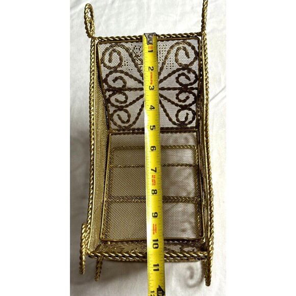 Sleigh Gold Metal Wire Centerpiece Holiday Decor Floral Display Craft Christmas - Picture 13 of 16